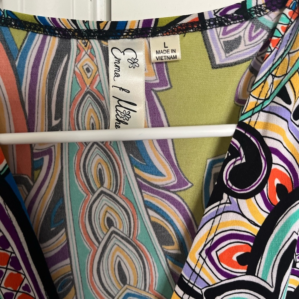 🔴CLEARANCE LAST CALL
Emma & Michele Asymmetrical Dress w/Multicolor Paisley - Picture 2 of 3